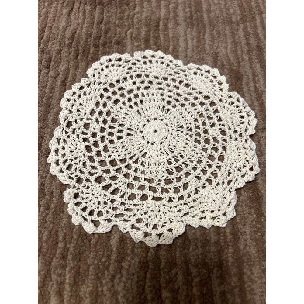 Crochet Doily Handmade Table Decor Round Floral Lace Coaster 8" Cream. 12 Pieces